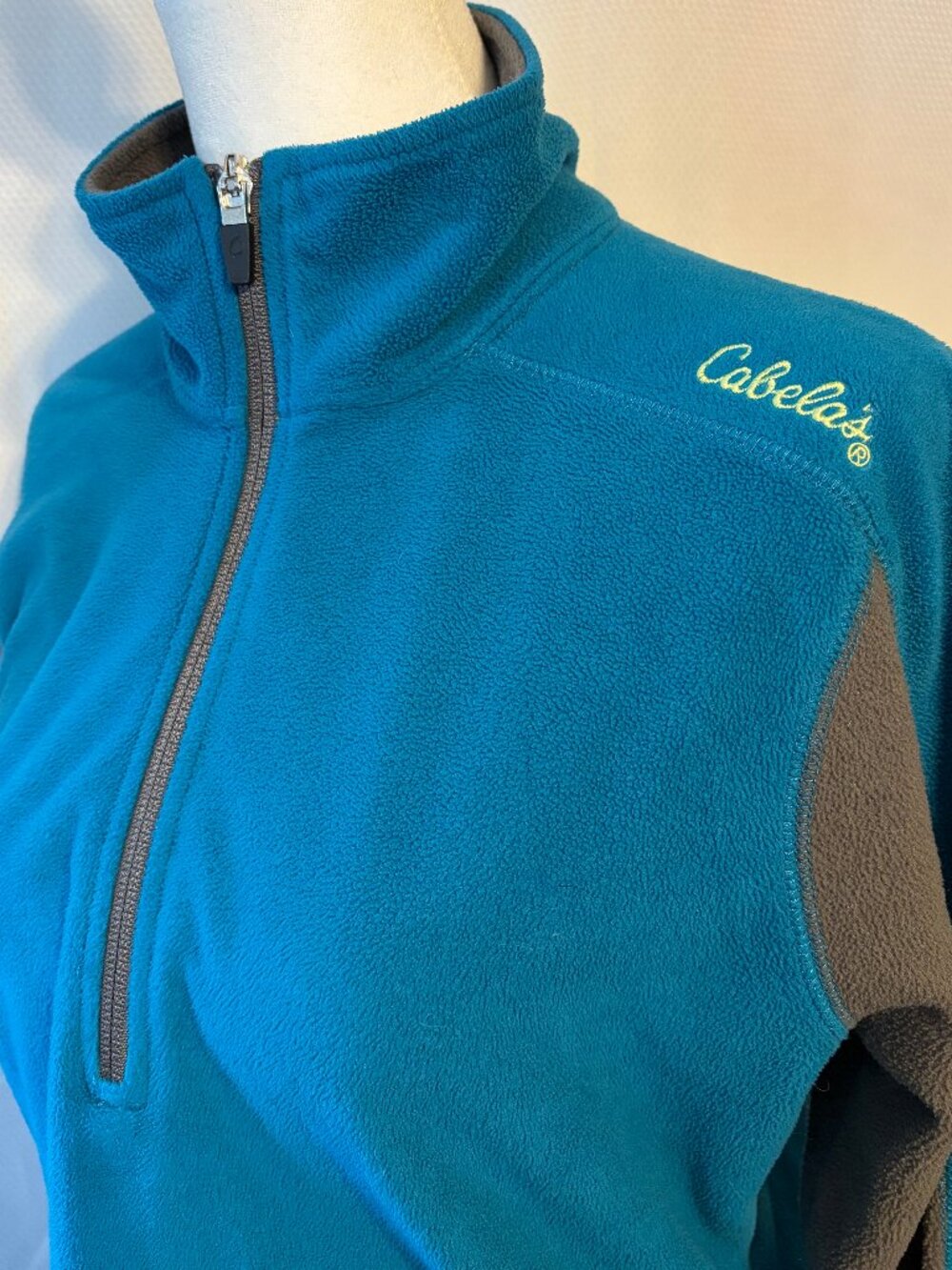 Cabela's Teal/Lime & Gray 1/4 Zip Fleece Pullover Medium